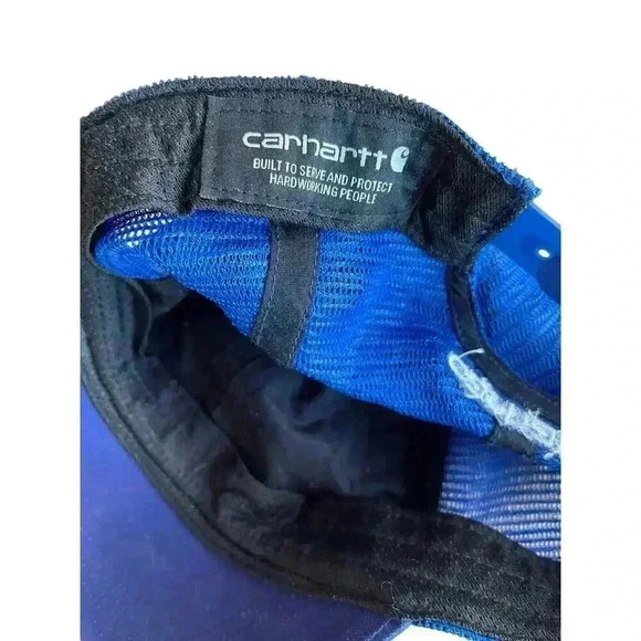 Carhartt Mesh Back Adjustable Snapback Hat Cap Blue Workwear One Size - Picture 7 of 8